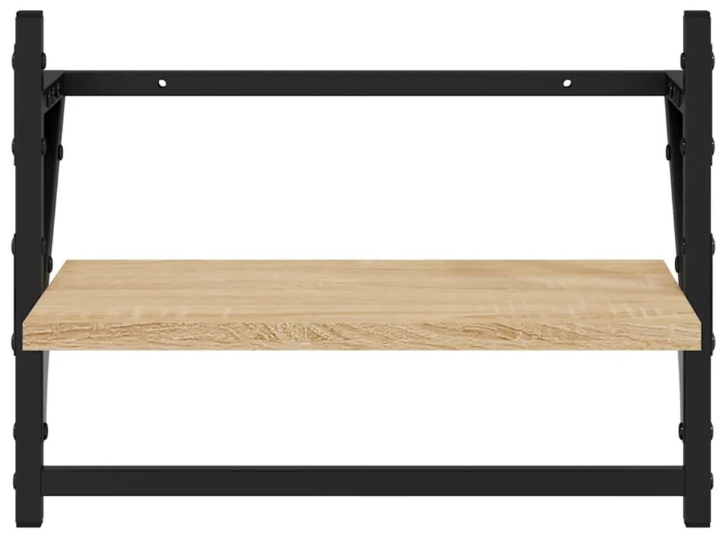 Prateleiras de parede c/ barras 2pcs 40x25x30cm carvalho sonoma