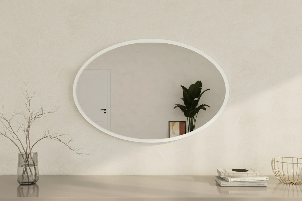 Espelho "Beyo" - 60 x 90 x 2,2 cm - Branco - Design Moderno