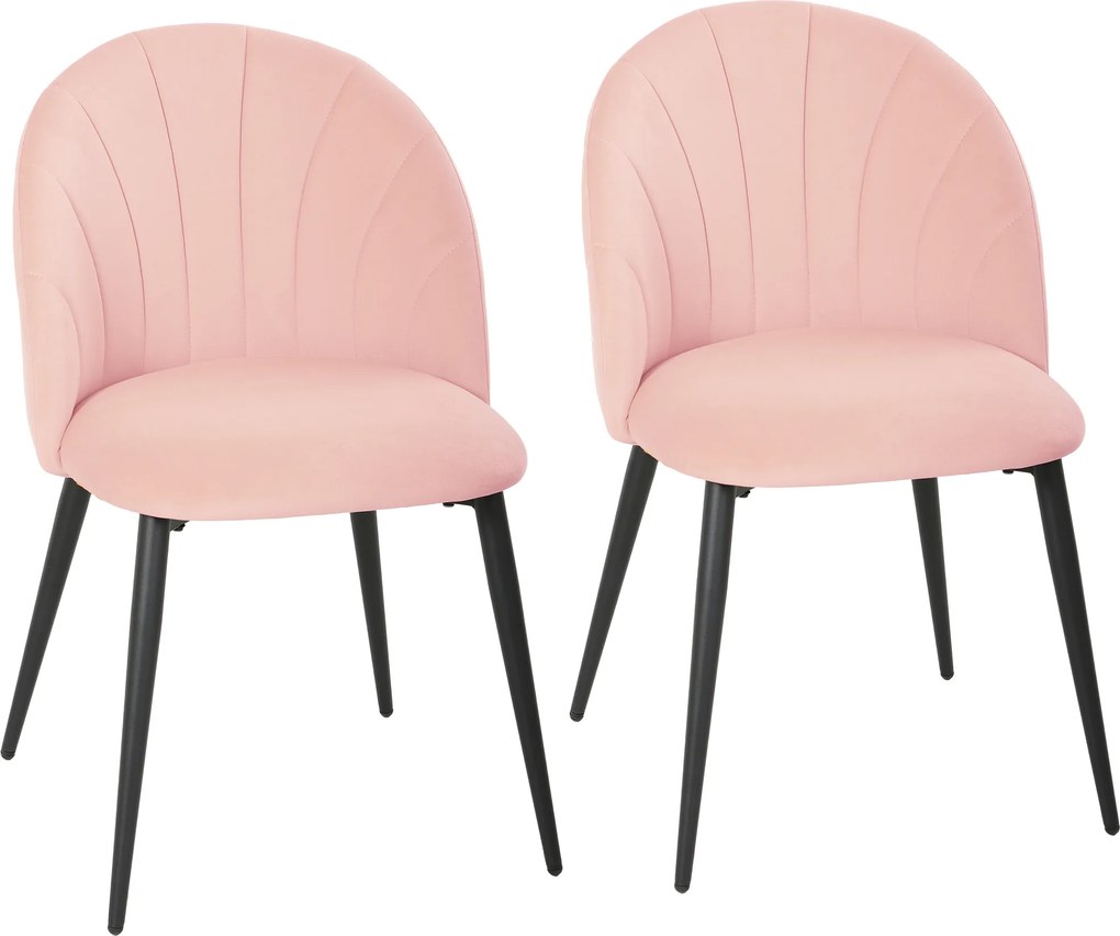 HOMCOM Conjunto 2 Cadeiras de Jantar Estofadas com Encosto em Forma de Concha em Veludo, 52x55x79 cm, Rosa | Aosom Portugal