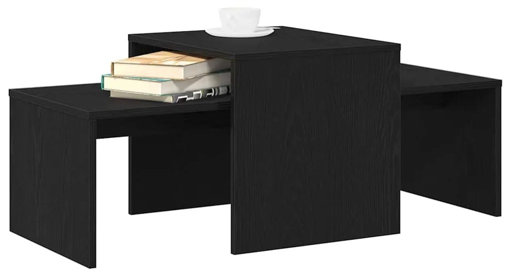Conjunto de Mesas VidaXL Preto Carvalho 100x48x40 cm Madeira de Engenh
