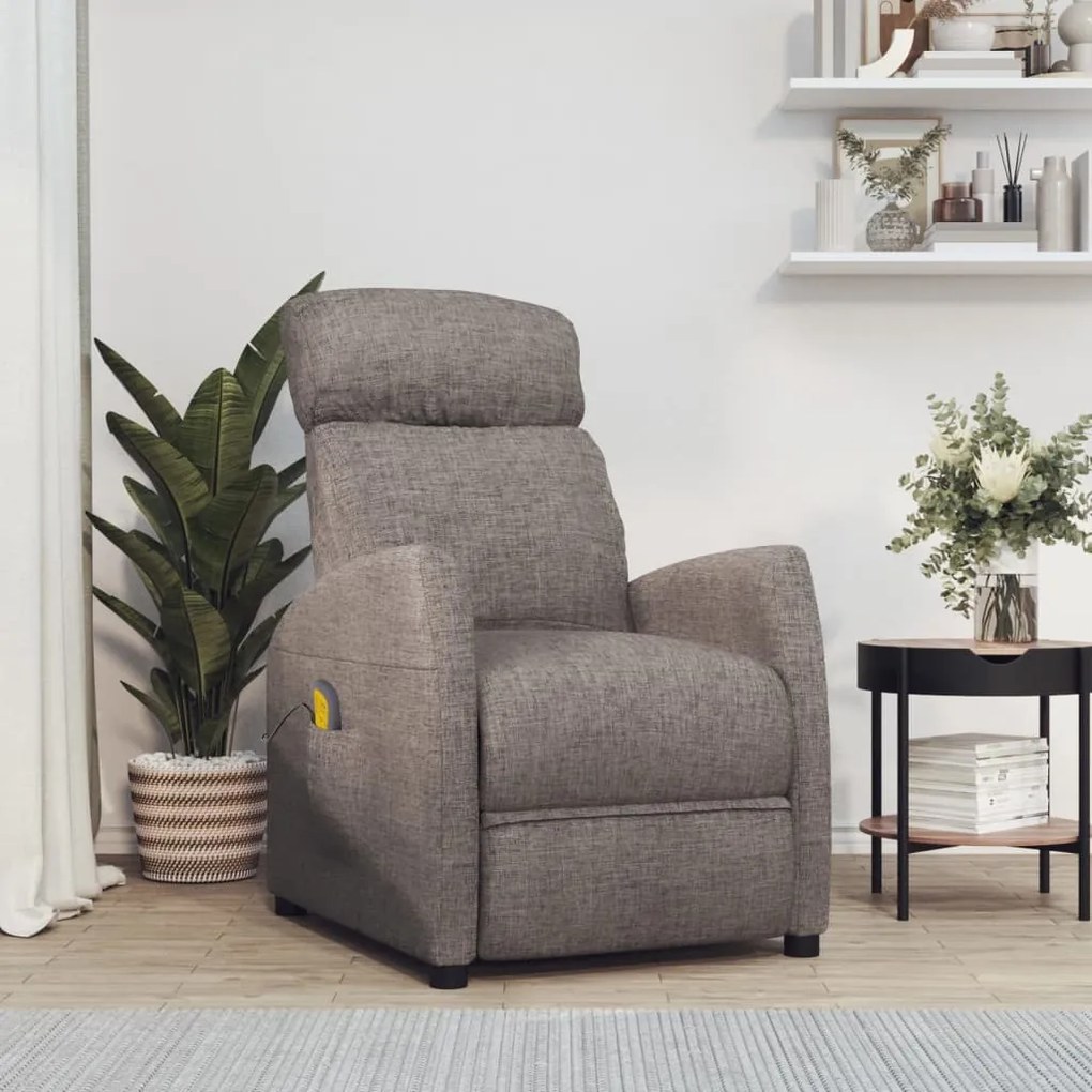 289714 vidaXL Poltrona de massagens tecido cinza-acastanhado