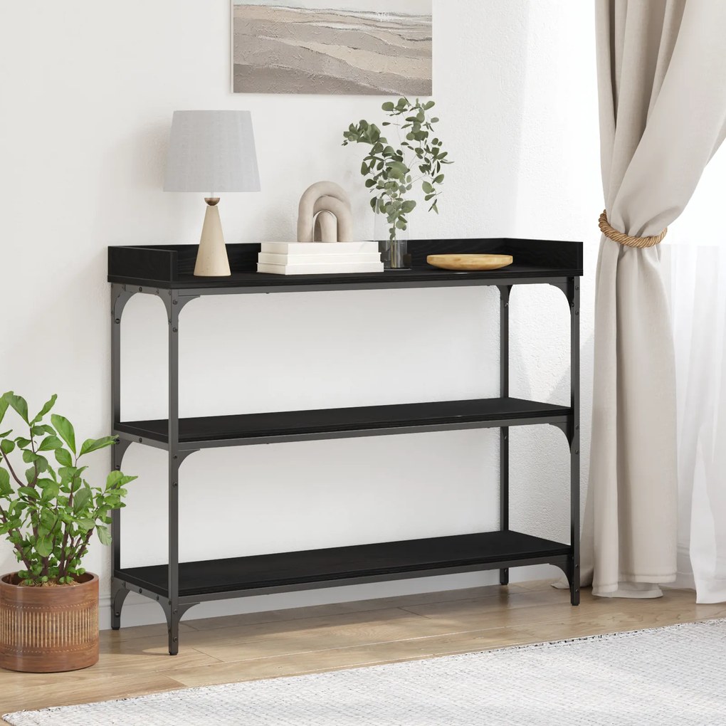 Console vidaXL Preto Carvalho 100x30x80 cm Madeira Engenharia e Aço