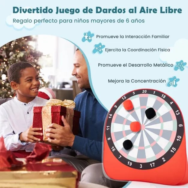 Jogos e actividades de dardos gigantes para exterior, dobráveis e portáteis, com 4 bolas de pontapé 145 x 132 x 165 cm - Vermelho