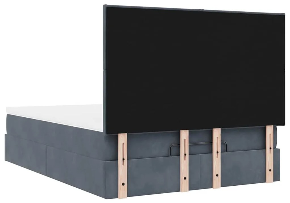 Estrutura de cama otomana colchões 140x200 cm cinzento escuro