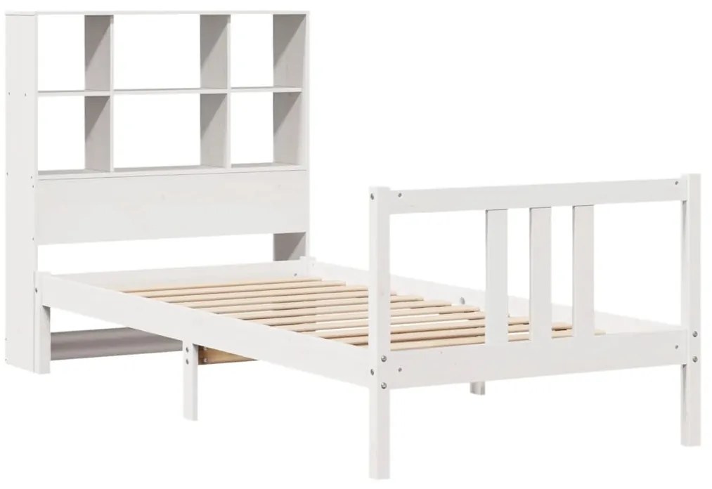 Cama com estante sem colchão 90x200 cm pinho maciço branco