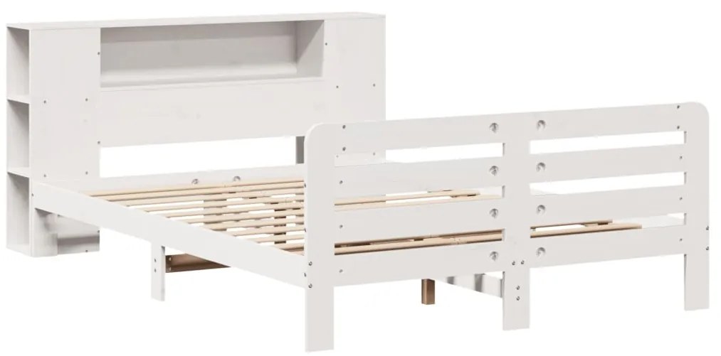 Cama sem colchão 140x200 cm madeira de pinho maciça branco