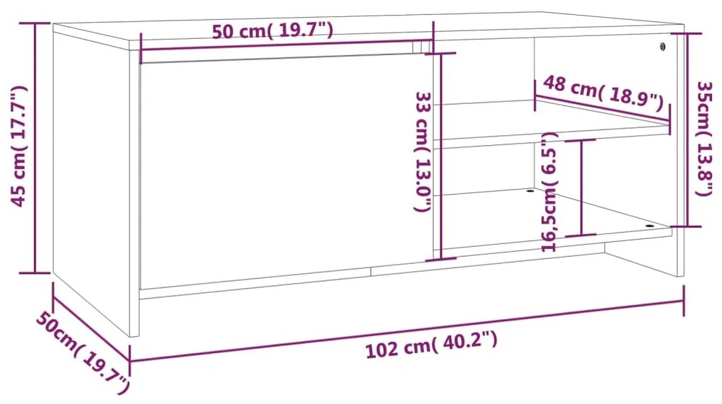 Mesa de centro 102x50x45 cm madeira processada preto