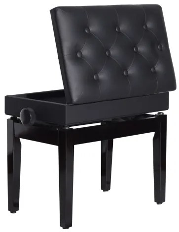Banco de Piano com Espaço de Armazenamento Altura Ajustável com Assento Acolchoado Carga 200 kg 54,5x33x48-58 cm Preto
