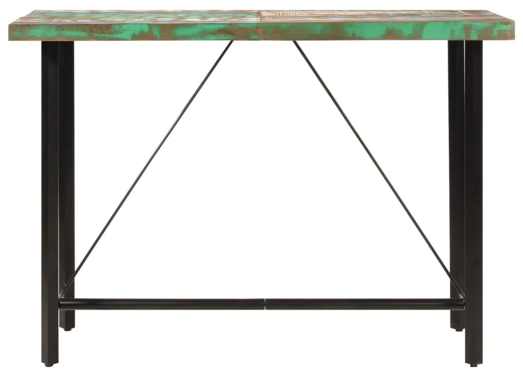 Mesa de bar 150x70x107 cm madeira recuperada maciça e ferro