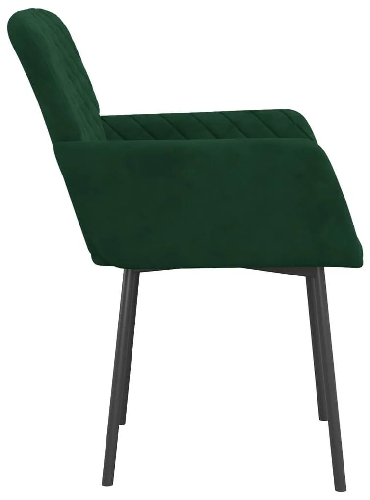 Cadeiras de jantar 2 pcs veludo verde-escuro