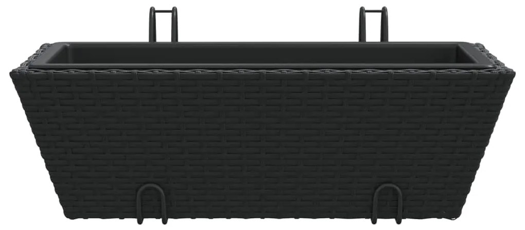 Canteiros com ganchos 2 pcs vime PE preto