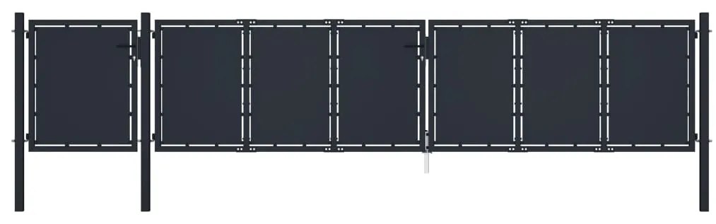 vidaXL Portão de jardim 5x1,5 m metal antracite