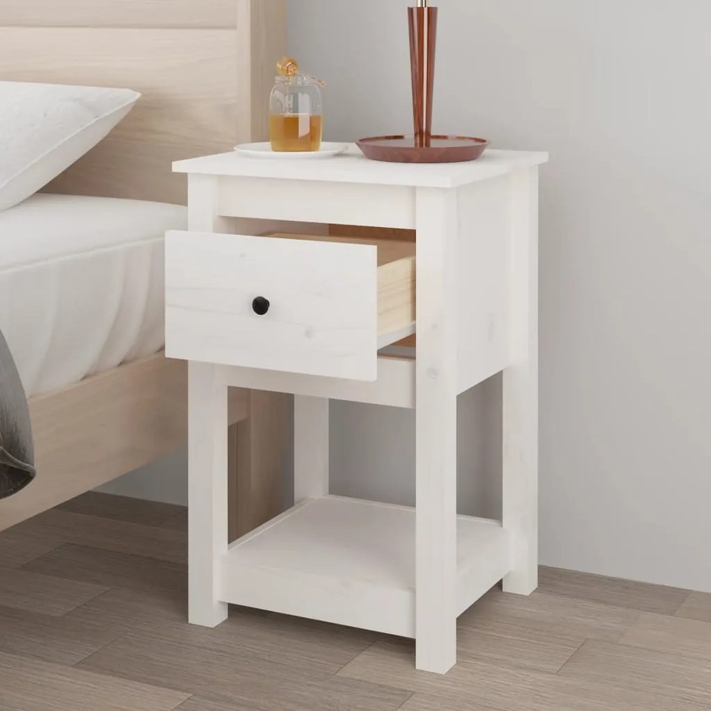 Mesas de cabeceira 2 pcs 40x35x61,5 cm pinho maciço branco