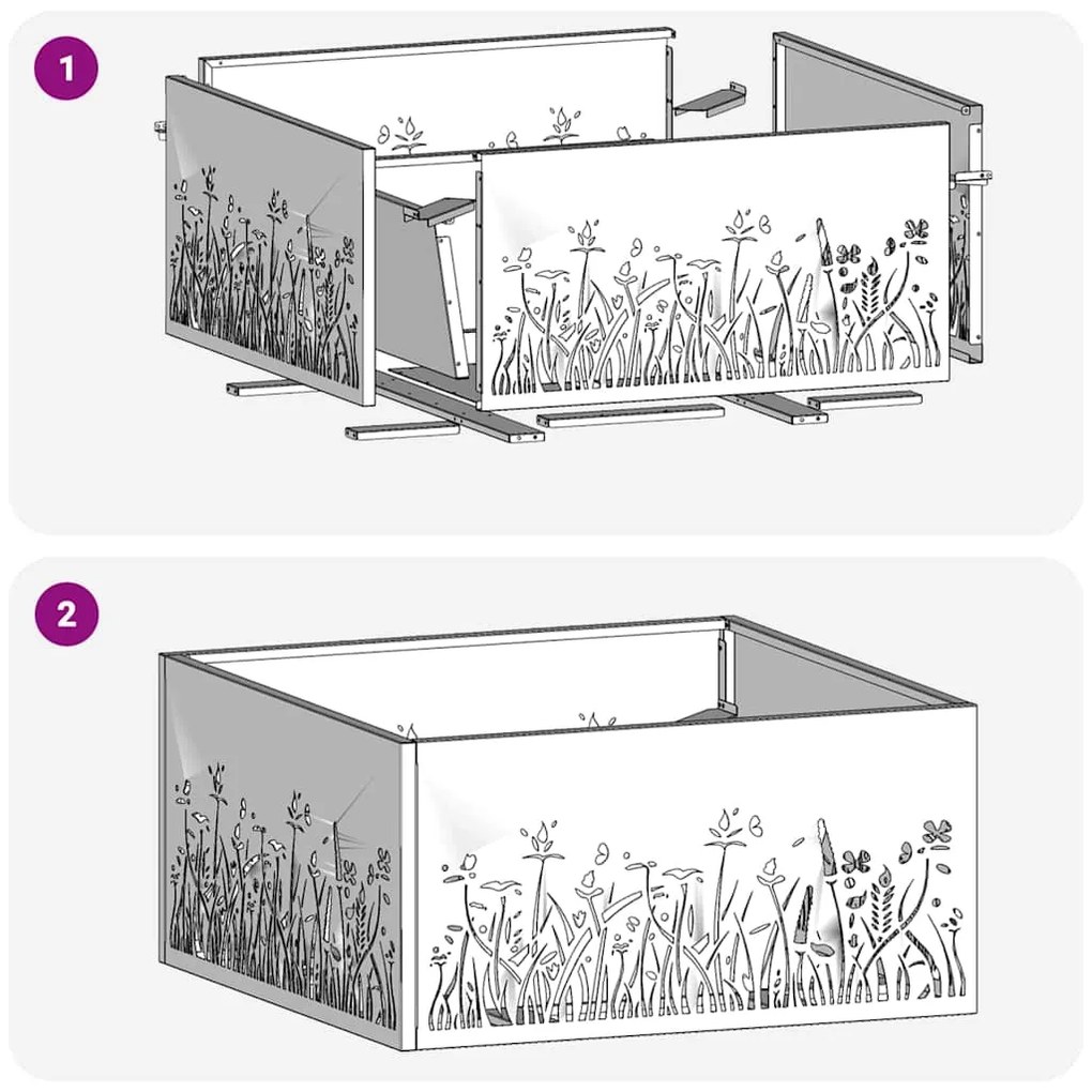 Fogueira vidaXL Quadrada 60x60x30 cm Aço Corten