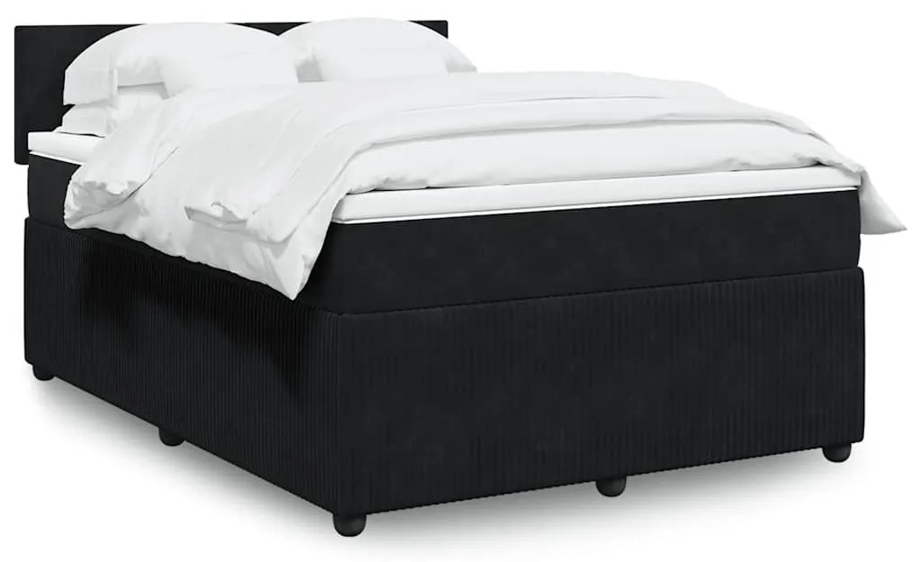 vidaXL Cama com molas/colchão 140x190 cm veludo preto