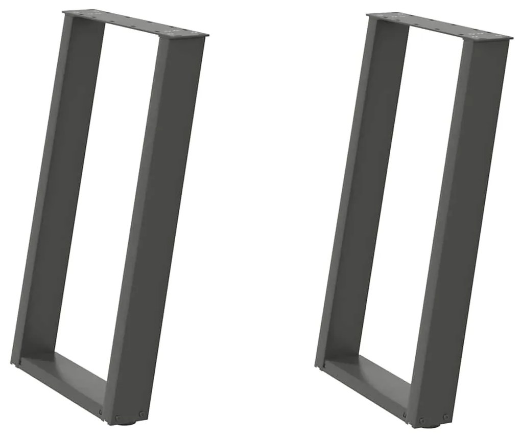 Pés para mesa de jantar em formato de U, 2 peças, antracite, 60x(72-73
