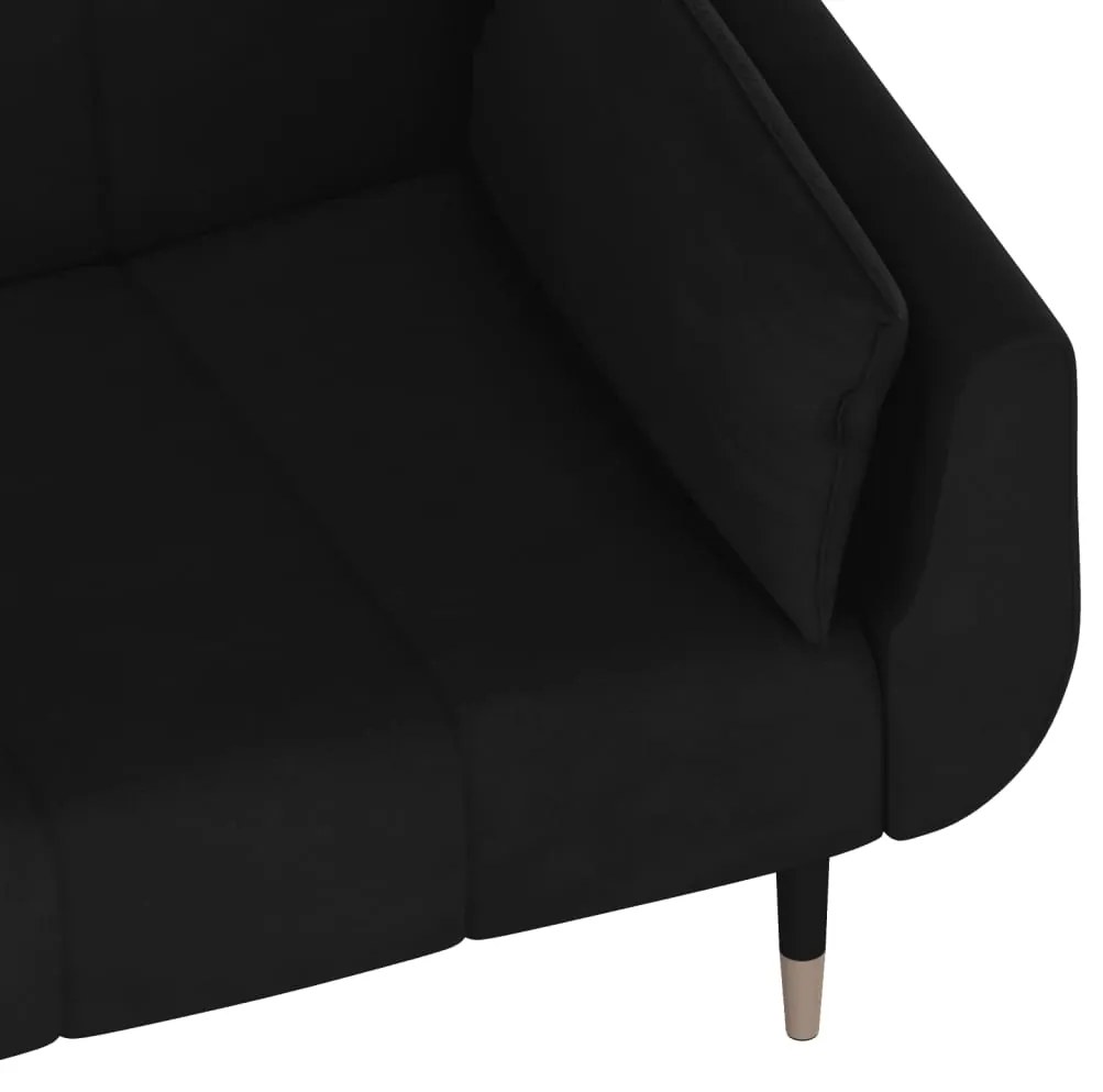 Sofá-cama 2 lugares com duas almofadas veludo preto