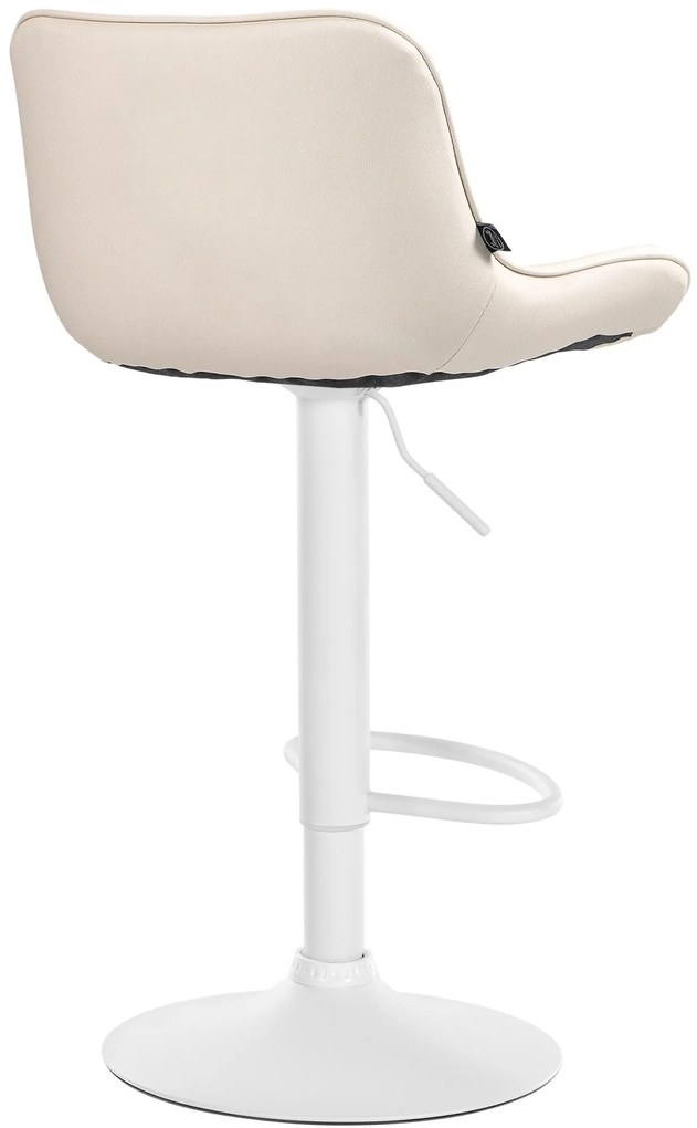 Banco alto em couro sintético com estrutura branca 85-106 x 49 x 51 cm cor creme