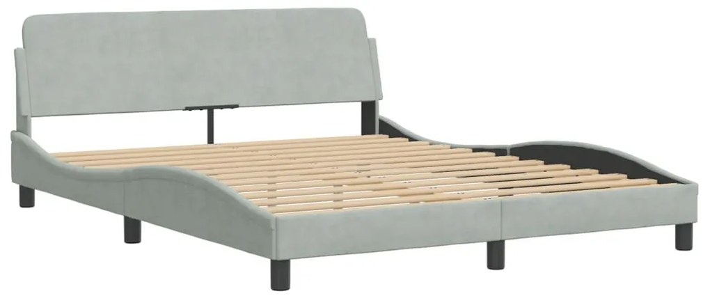 Estrutura de cama sem colchão 160x200 cm veludo cinzento-claro