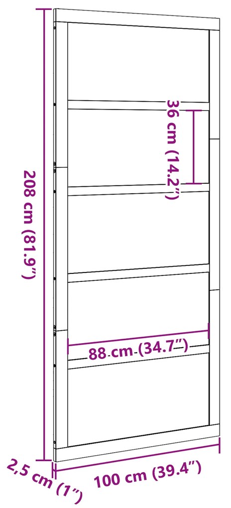 Porta de Celeiro Branca 100x208 cm Madeira Sólida Pinho