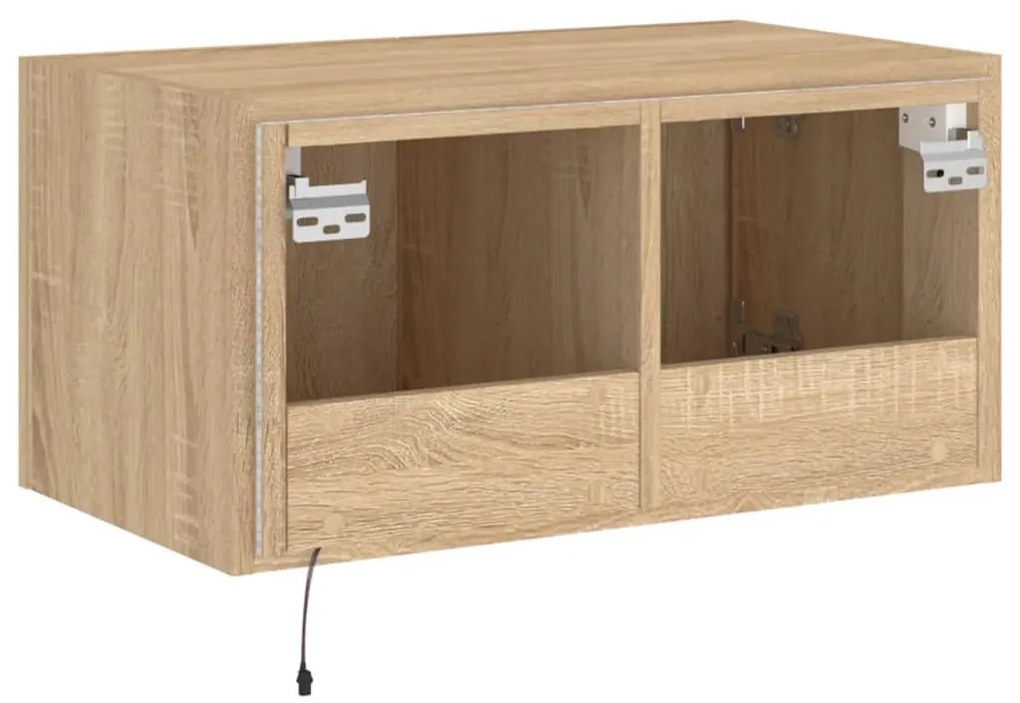 Móvel de parede p/ TV c/ luzes LED 60x35x31 cm carvalho sonoma