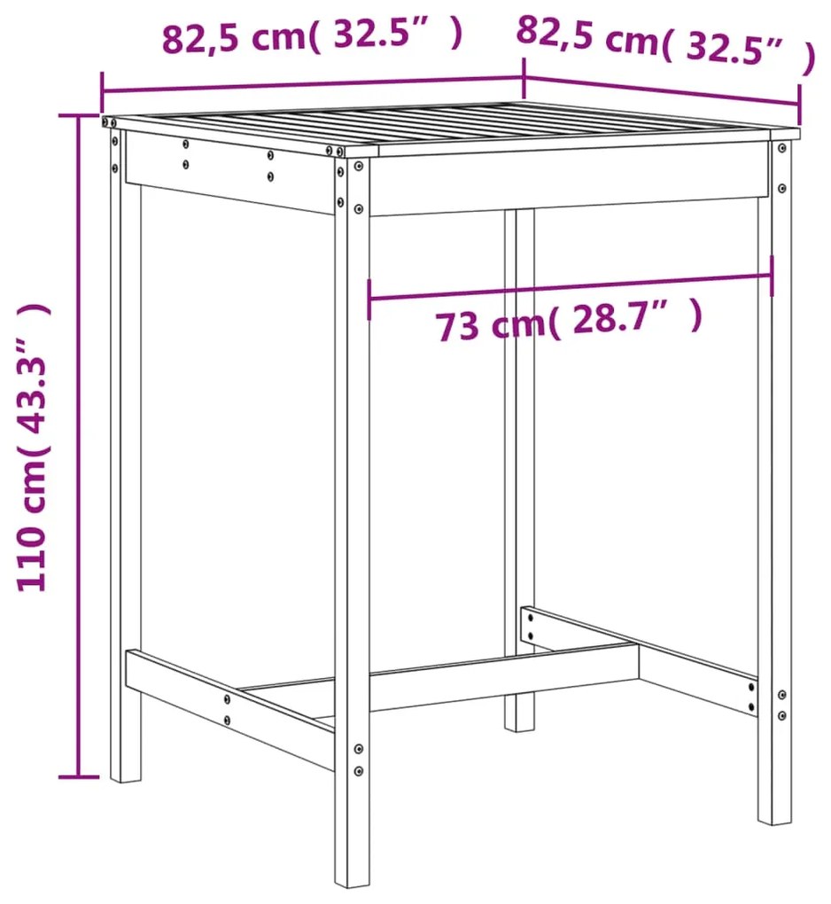 3 pcs conjunto de bar para jardim pinho maciço cinzento