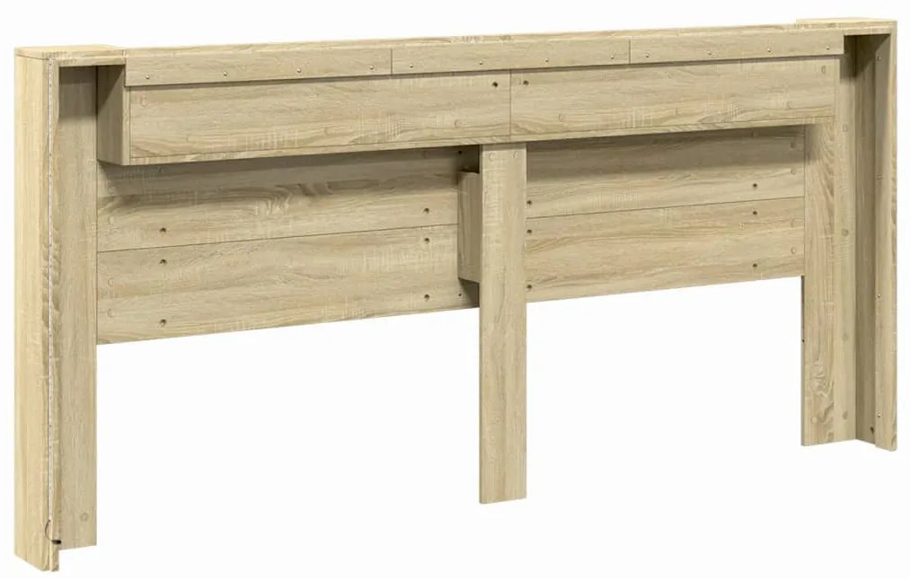 Armário cabeceira c/ luzes LED 220x16,5x103,5cm carvalho sonoma