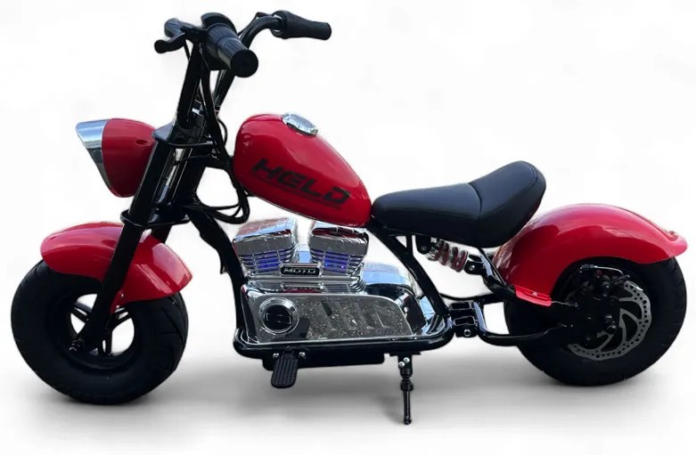Mota elétrica infantil de 24V Chopper Warrior pneus pneumáticos e assento em pele sintética Vermelha