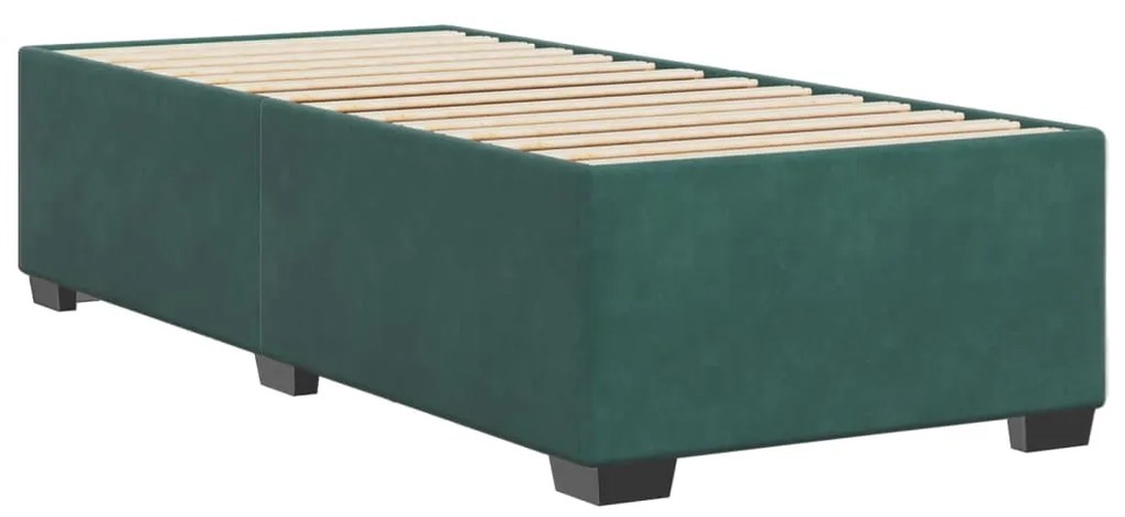 Estrutura de cama sem colchão 90x200 cm veludo verde-escuro