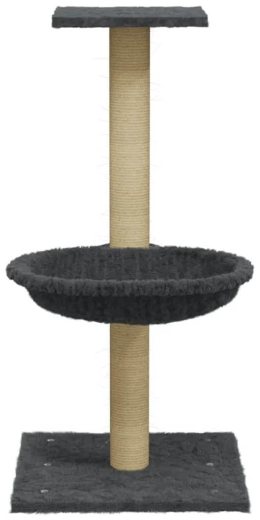 Árvore p/ gatos c/ poste arranhador sisal 74 cm cinzento-escuro