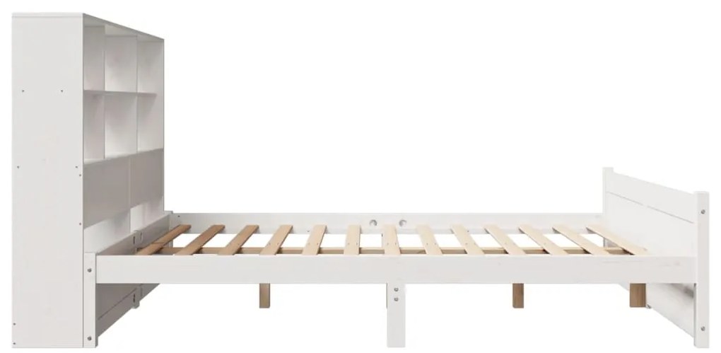 Cama com estante sem colchão 140x190 cm pinho maciço branco