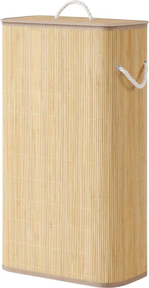 Cesto da roupa suja com tampa, 60 L, cesto de bambu 40 x 22 x 70 cm cor natural