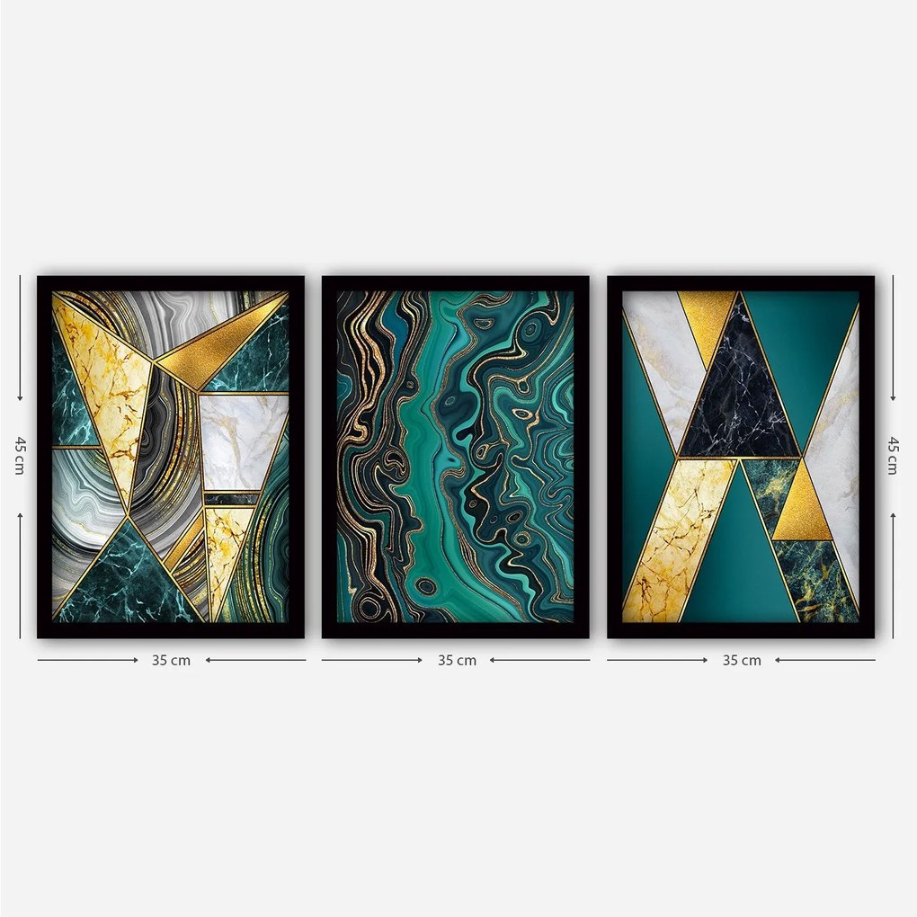 Pintura Decorativa em Moldura 3SC37 – Multicolor – 35 x 45 cm (3 Peças
