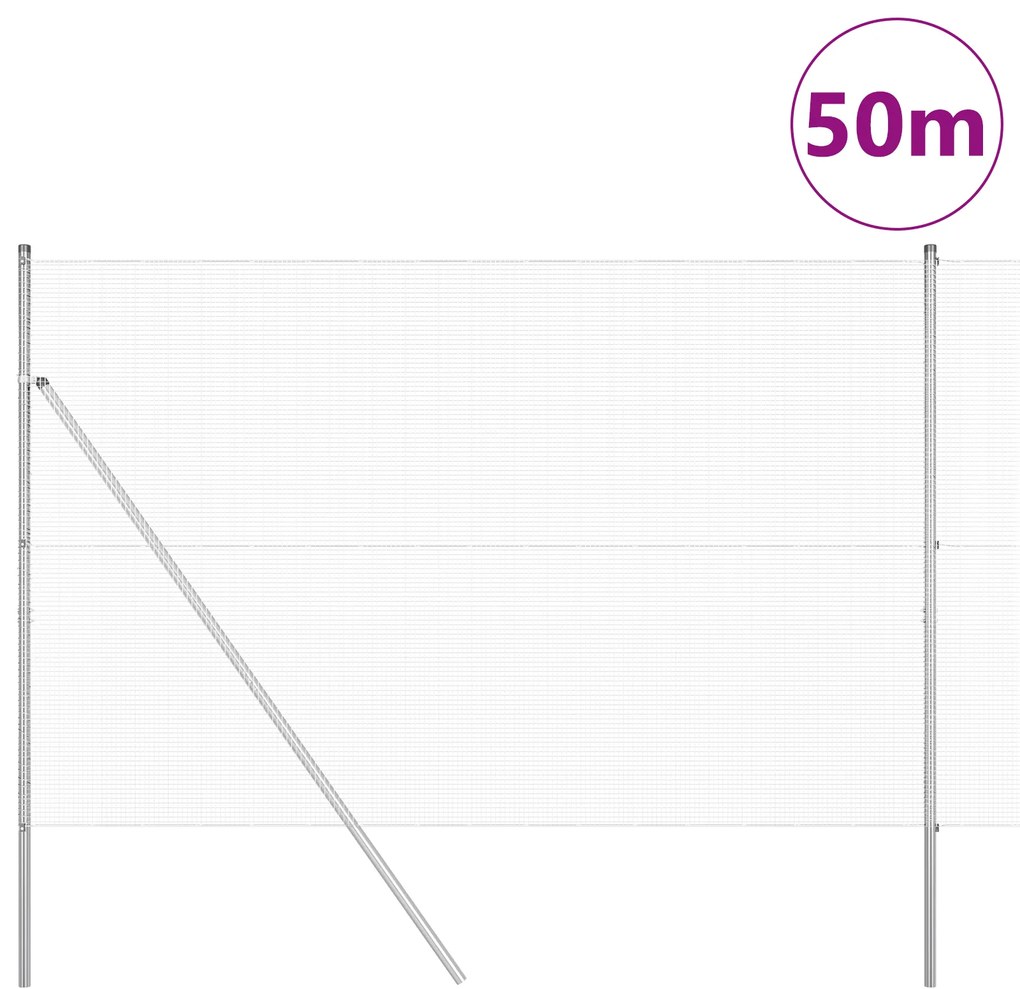 Cerca de Arame Soldado com 13 Postes 1,5x50 m Aço Galvanizado
