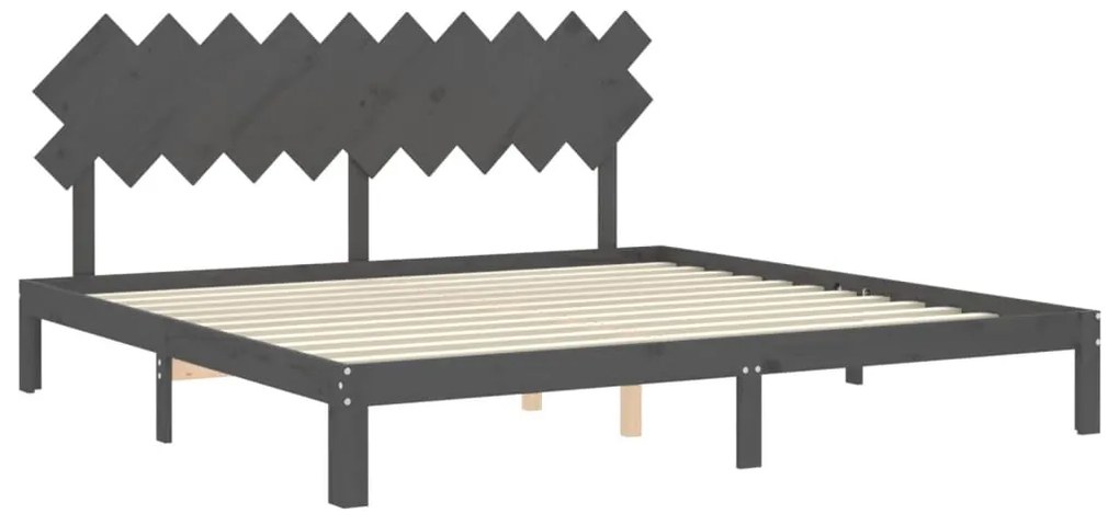 Estrutura de cama com cabeceira 200x200 cm madeira maciça cinza