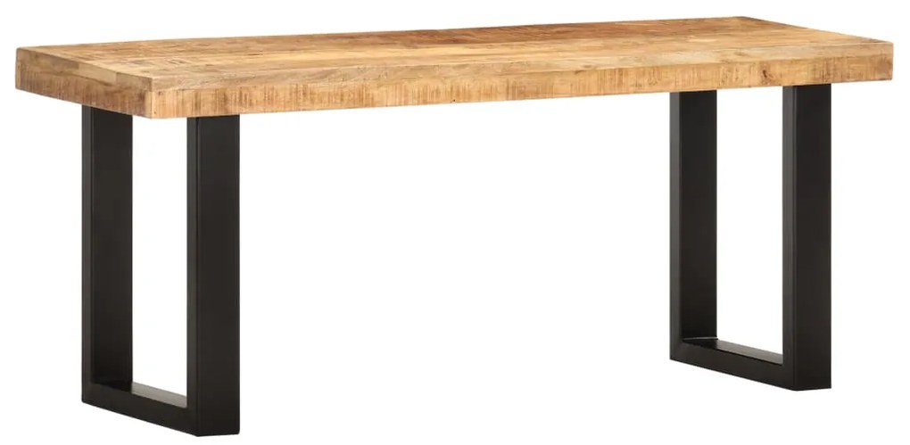 Banco 110 cm madeira de mangueira áspera maciça e aço
