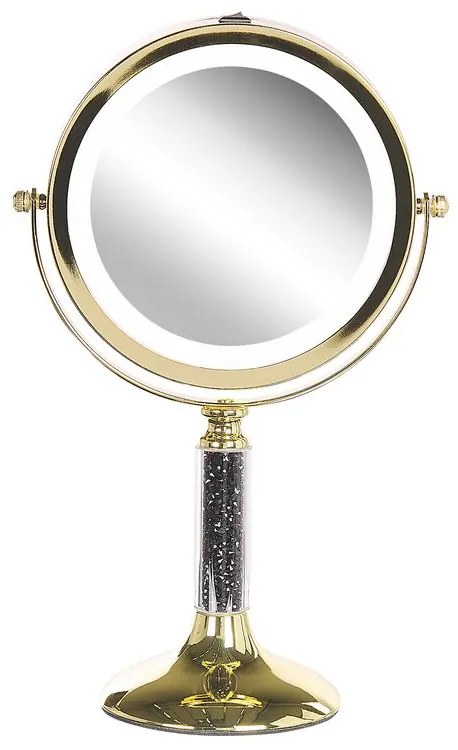 Espelho de maquilhagem preto e dourado com LED ø 18 cm BAIXAS Beliani