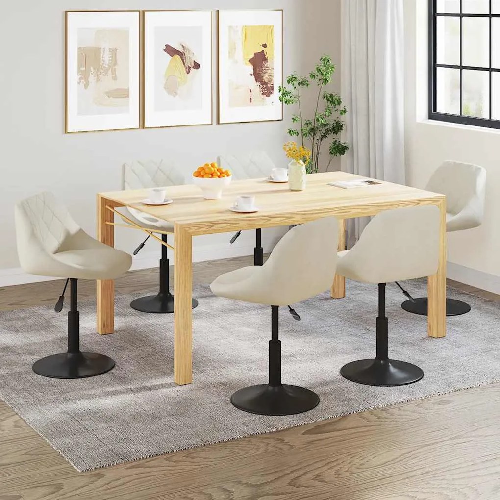 vidaXL Cadeiras de jantar giratórias 6 pcs veludo cor creme