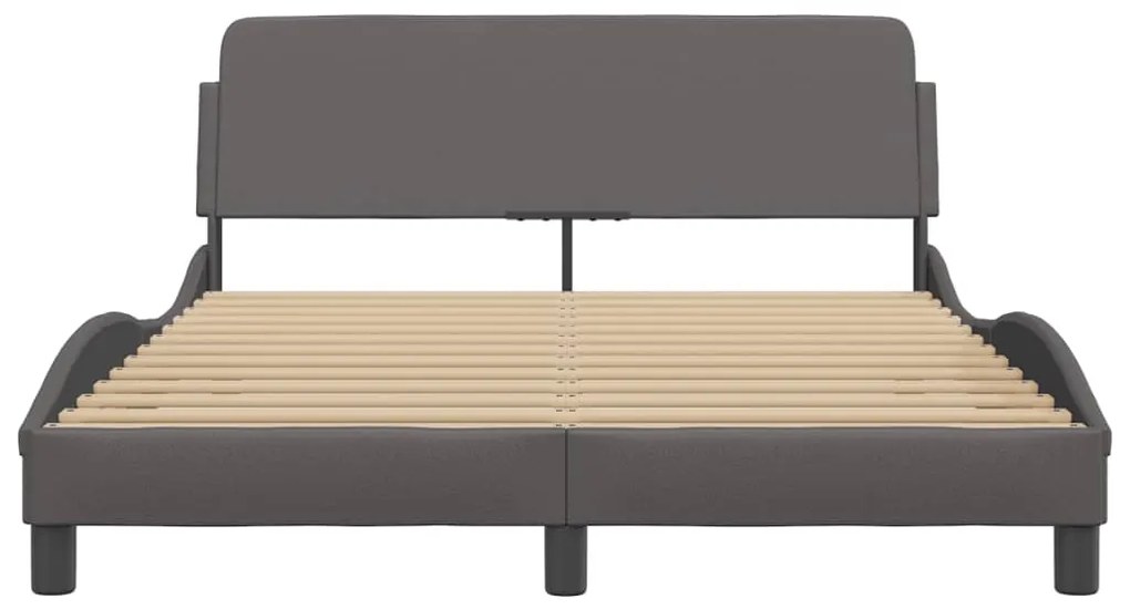 Estrutura cama c/ cabeceira 140x200cm couro artificial cinzento