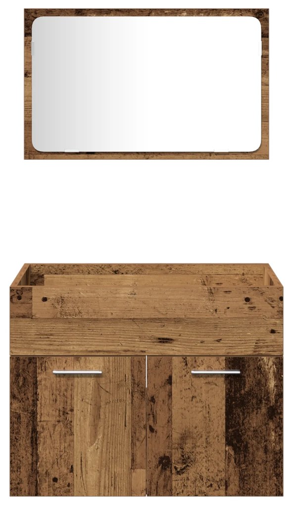 Conjunto de Móveis para Banheiro 4 Peças Madeira Velha Madeira