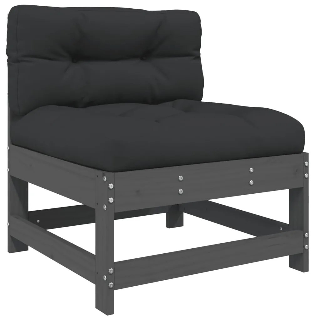 5pcs conjunto lounge jardim com almofadões madeira maciça cinza