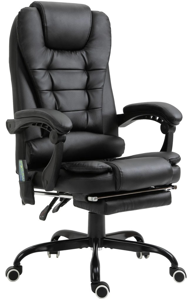 Vinsetto Cadeira de Escritório com 7 Pontos de Massagem Reclinável com Apoio para os Pés Carga 120 kg 12 W 67x79x111-121 cm Preto | Aosom Portugal