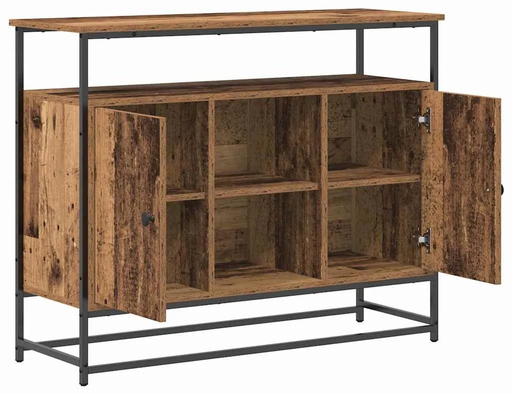 Sideboard vidaXL Madeira Velha 100x35x80 cm Aglomerado e Aço