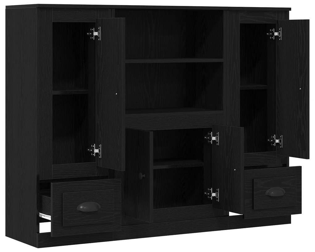 Highboard vidaXL Preto Carvalho 132x35,5x103,5 cm Madeira Engenharia