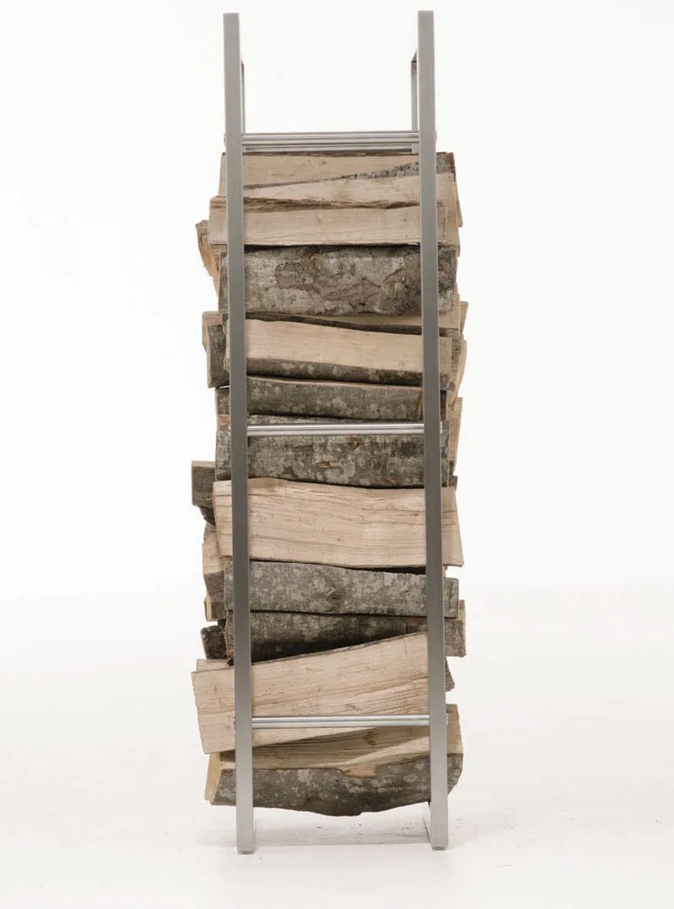 Suporte para lenha Keri em aço inoxidável 60 x 100 x 25 cm Prateado