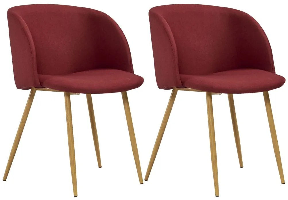 vidaXL Cadeiras de jantar 2 pcs tecido vermelho tinto
