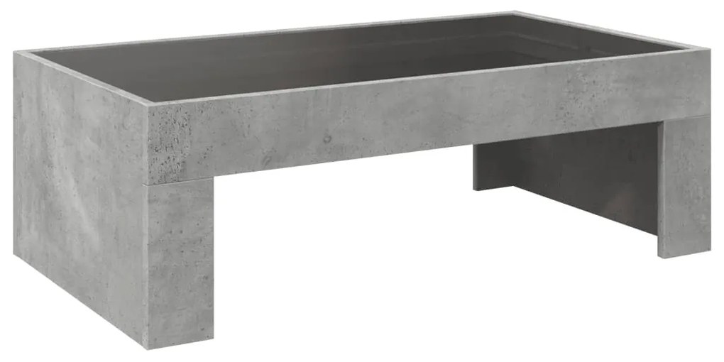 Mesa de centro luzes LED Infinity 90x50x30 cm cinzento cimento