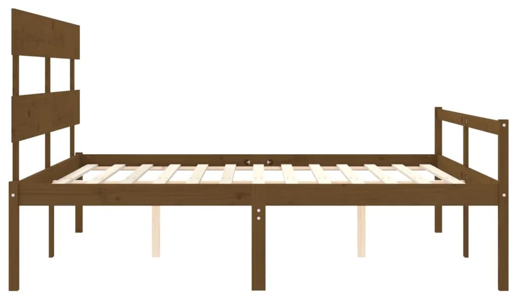 Cama para idosos c/ cabeceira 200x200 cm madeira castanho-mel