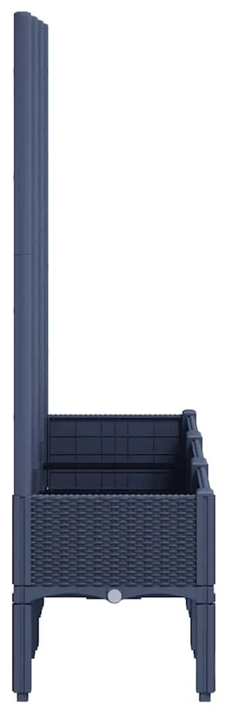 Vaso/floreira de jardim c/ treliça 120x40x142 cm PP cinzento azul