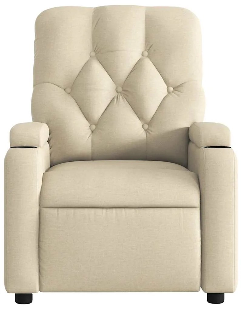Poltrona de massagens reclinável tecido cor creme